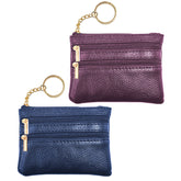 2PCS Mini Coin Purse Small Leather Coin Purse Change Pouch for Women Men with Zip Key Ring Mini Zipper Coin Wallet